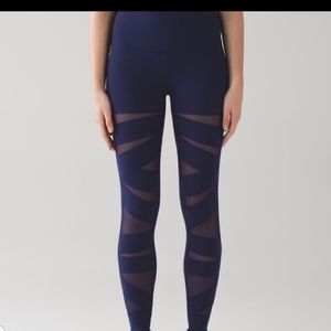 Lululemon Wunder Under Mesh Leggings Navy & Black